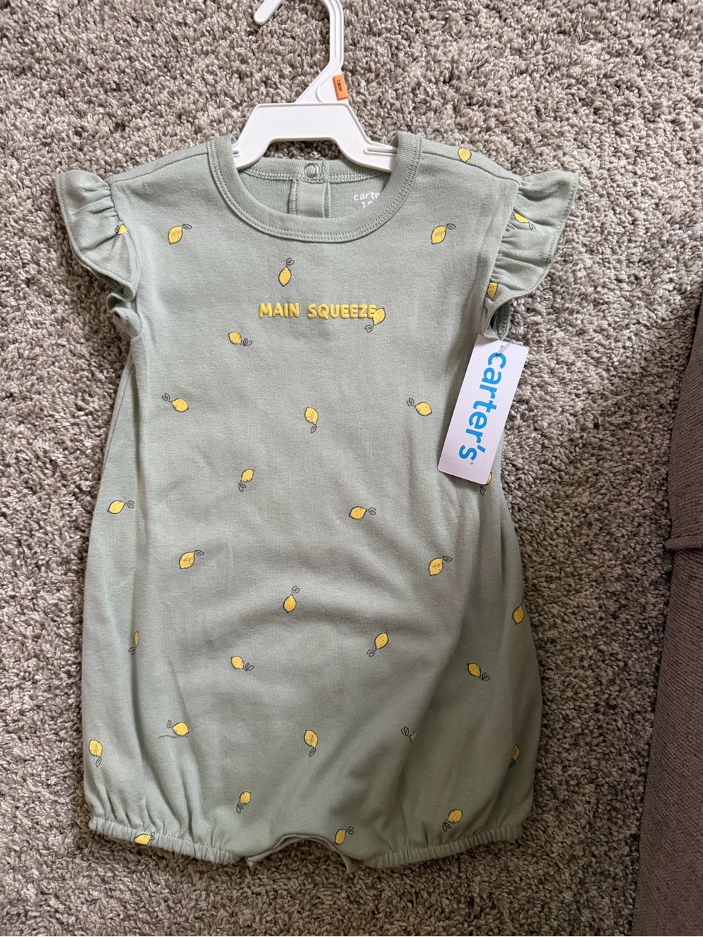 Carter's Sage Romper Dress with Yellow Lemon Print